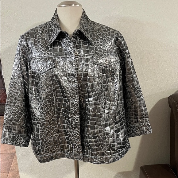 Ruby Rd. Metallic Crocodile Jacket - Picture 1 of 8